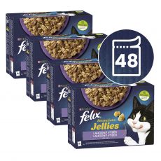 Kapsičky FELIX Sensations výber v ochutenom želé s jahňacím, makrelou, sleďom a morkou 48 x 85 g