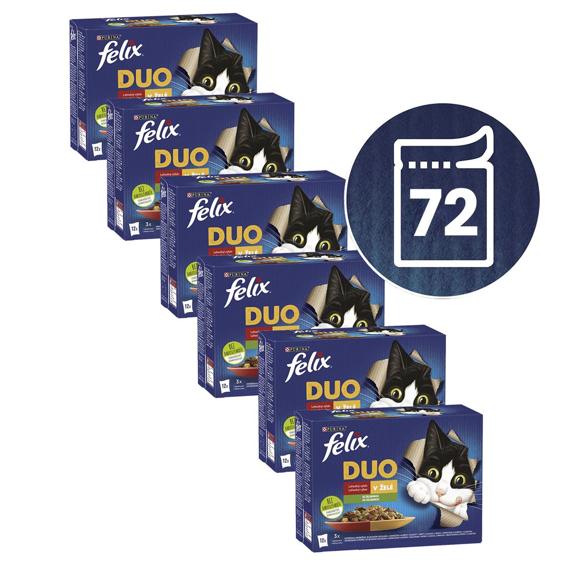 Felix Fantastic DUO kapsičky pre mačky hovädzie a hydina, jahňacie a kura, morka a kačica, bravčové a divina 72x85 g