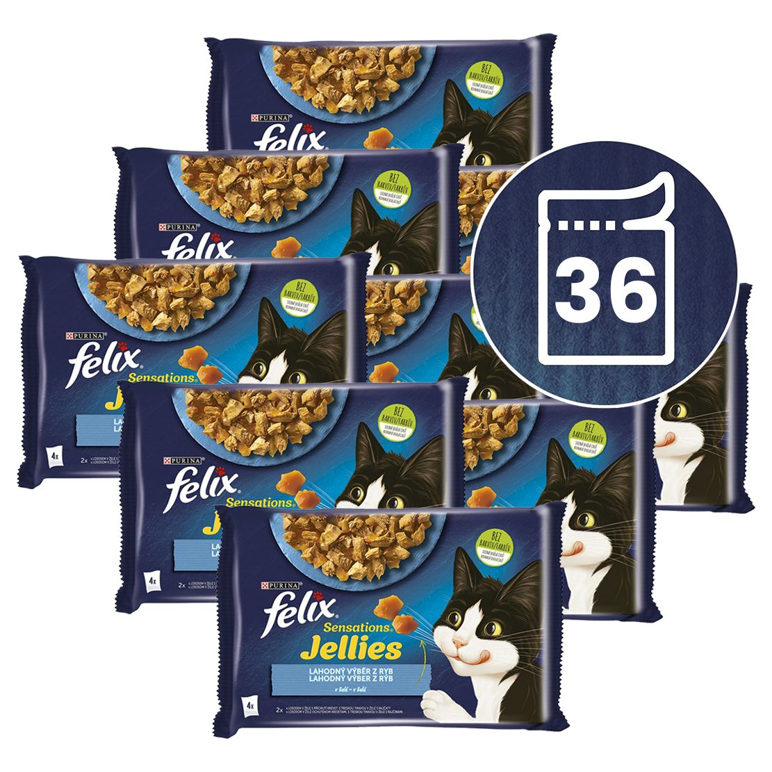 Felix Sensations Jellies kapsičky pre mačky losos, treska v želé 36x85 g