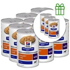 Hill's Prescription Diet u/d Starostlivosť o močov&yacute; syst&eacute;m konzerva pre psov 370 g, 9+3 ZADARMO