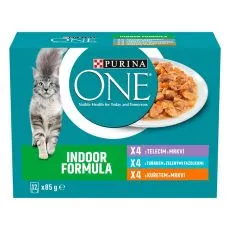 Purina ONE Indoor kapsičky pre mačky kura, tuniak, teľacie v &scaron;ťave 12x85 g