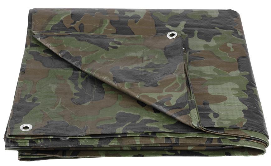 Plachta Tarpaulin Khaki 6x10 m, 80 g/m², zakrývacia, oliva/kamufláž