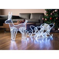Dekorácia MagicHome Vianoce, Sob so saňami, 312 LED studená biela, 230V, 50 Hz, exteriér, 59x132x30 cm