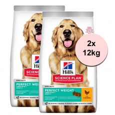 Hill's Science Plan Perfect Weight pre veľké dospelé psy s kuracím 2 x 12 kg