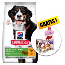 Hill's Science Plan Mature Senior Vitality Large Breed Chicken 14 kg + 3 konzervy & Ajax ZADARMO