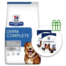 Hill's Prescription Diet Derm Complete Alergia a starostlivosť o kožu pre psov 12 kg + 2x pamlsky ZADARMO