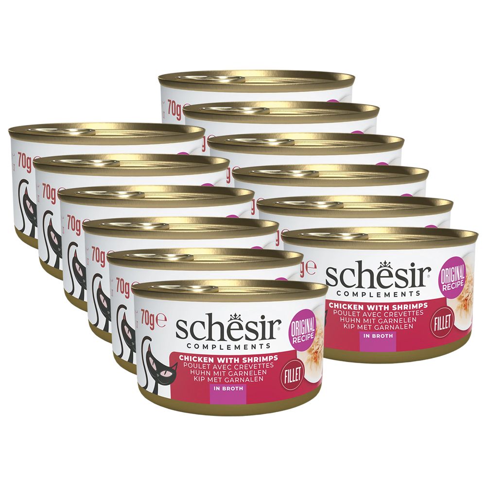 Schesir cat kuracie s krevetami vo vývare 12 x 70 g