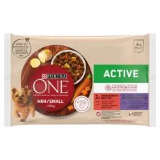 Purina ONE Mini Dog Active kapsičky pre psov hov&auml;dzie, kačica v &scaron;ťave 4x85 g