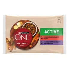 Purina ONE Mini Dog Active kapsičky pre psov hov&auml;dzie, kačica v &scaron;ťave 4x85 g