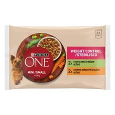 Purina ONE Mini Dog Weight Control kapsičky pre psov morka, kura v &scaron;ťave 4x85 g