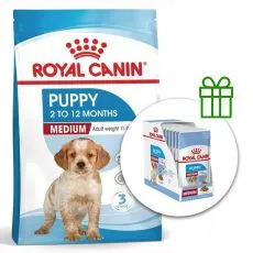 ROYAL CANIN Medium Puppy granule pre &scaron;teňat&aacute; stredn&yacute;ch plemien do 12 mesiacov 15 kg + 10 kapsičiek ZADARMO